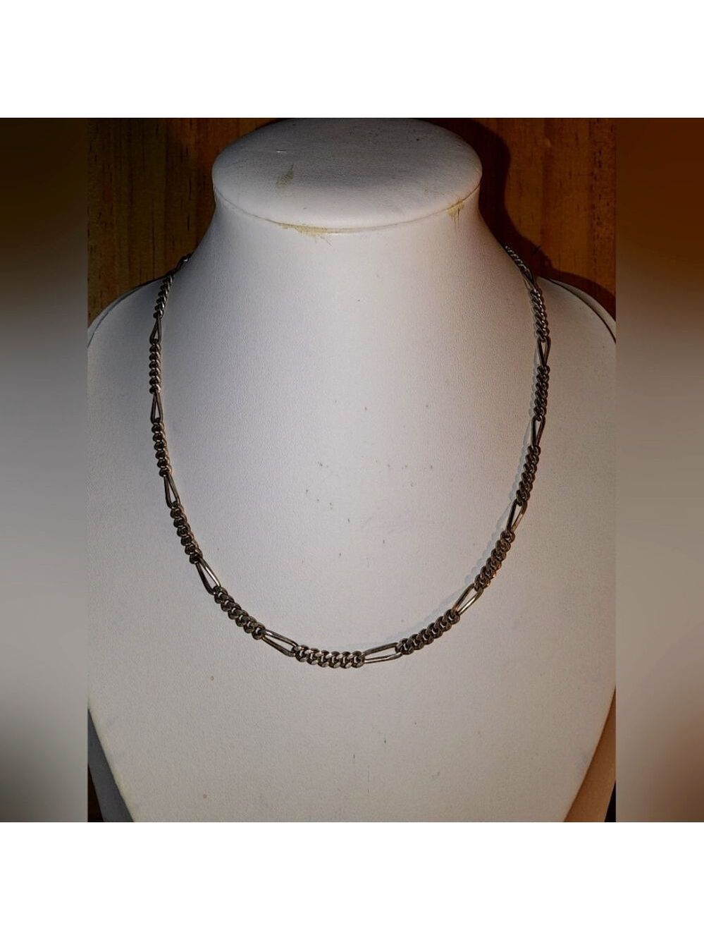 925 sterling silver marked flawless thick figaro link Necklace